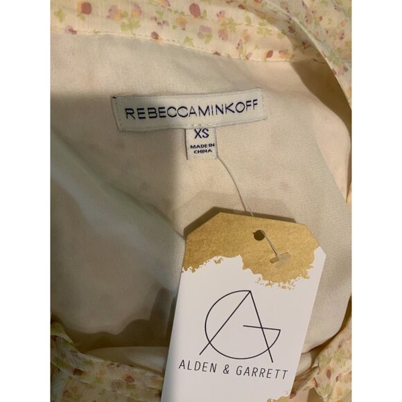 Rebecca Minkoff Cream & Purple Floral Crepe Dress w/ Tassel Tie, Size XS - Picture 6 of 6